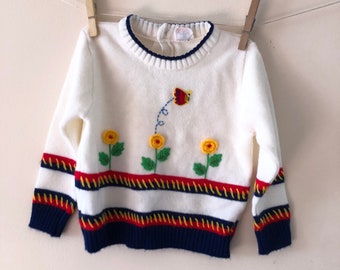 Baby sweater Embroidered Flowers and Butterflies sz 2T