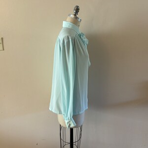 Light Blue Silky blouse vintage 1970s sz L XL image 6