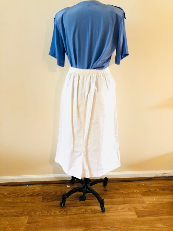 White Midi Summer skirt Vintage 1980s - image 6