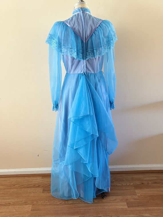 Blue 1960s Ruffled Gown sz S/M - image 4