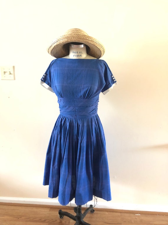 Blue Summer Dress 1950s 1960s Jonathan Logan Sz xs
