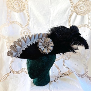 Black and Gray Goth Pirate Hat- Ready to ship