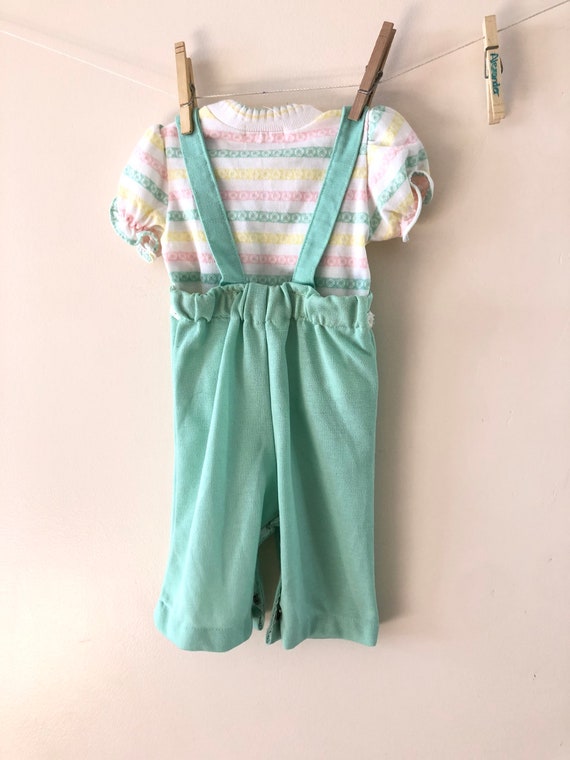 Mint Green baby Overalls sz 6 months - image 2