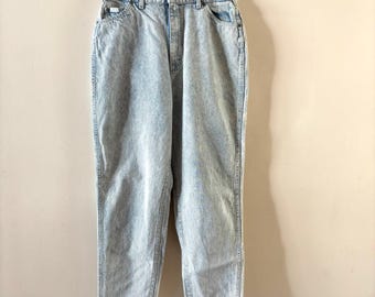 1980s Lee Riders Acid Wash Jeans: High Waist Tapered Denim, 34x30