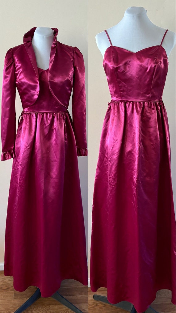 Vintage Raspberry Gown XXS 1980s formal