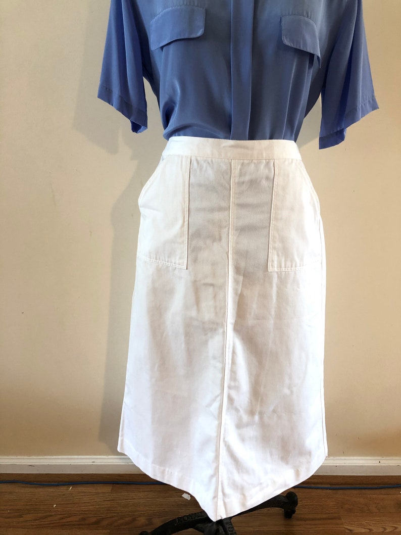 Witte Midi zomerrok Vintage jaren 80 afbeelding 2