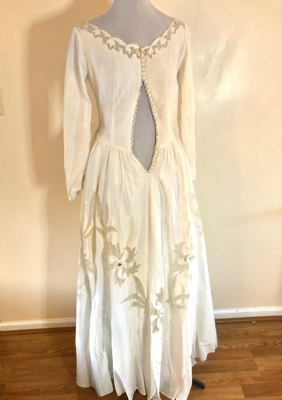 1950s Wedding Dress  Long Sleeve Full skirt  Sz X… - image 2