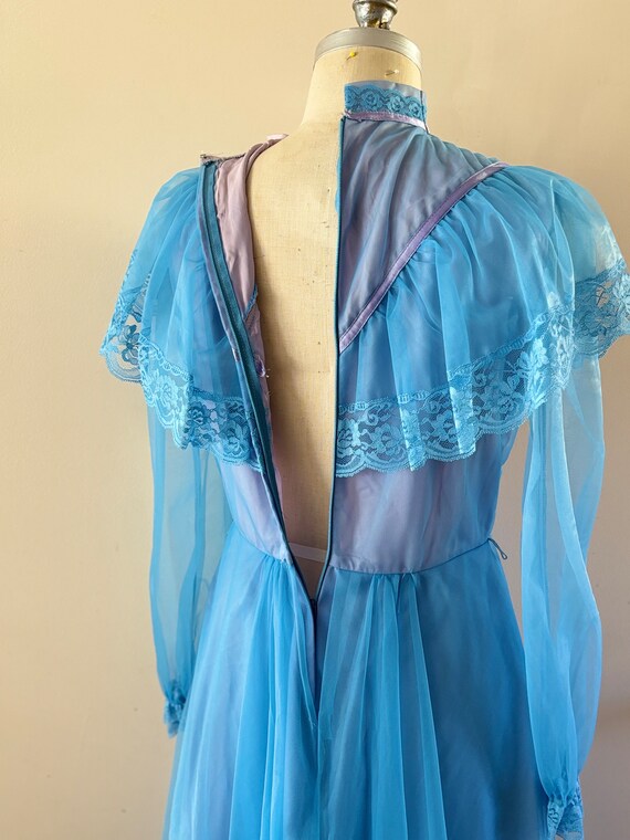 Blue 1960s Ruffled Gown sz S/M - image 6