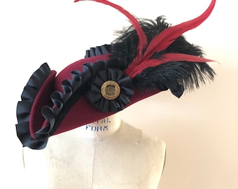 Pirate hat Burgundy and Black Ready to Wear