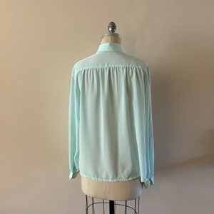 Light Blue Silky blouse vintage 1970s sz L XL image 8