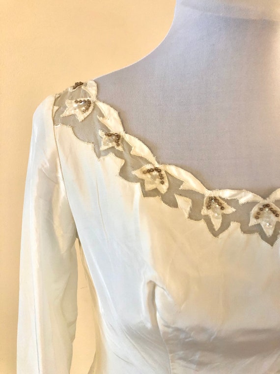 1950s Wedding Dress  Long Sleeve Full skirt  Sz X… - image 3