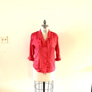 Pink Blouse DVF 1980s safari style sz SP image 6