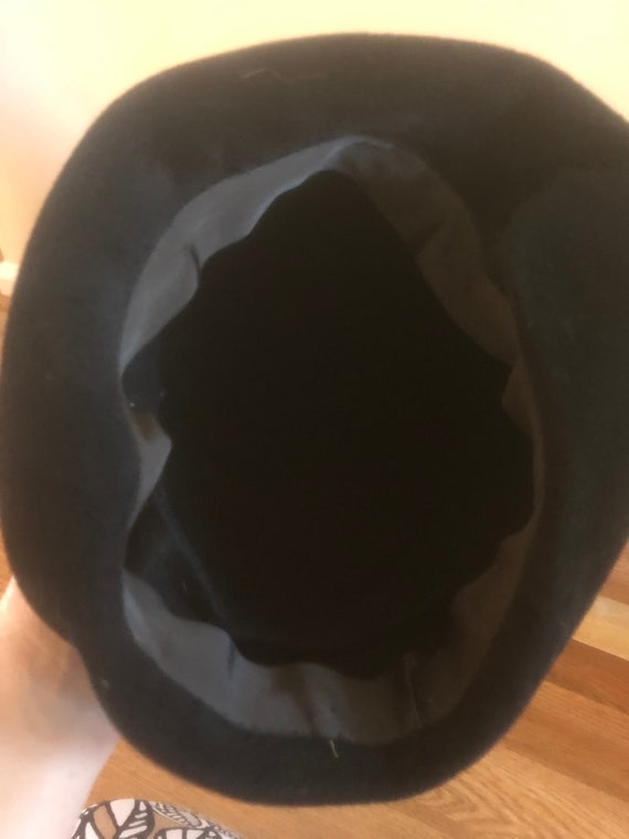 1960s Black beehive hat turban fur felt Mid centu… - image 7