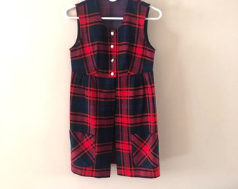 Plaid Schoolgirl overdress Vintage 1970s