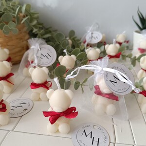 Personalized Teddy Bear Candles | Guest Gifts | Wedding Favors | Baptism | Baby Shower | Party | Birthday | Souvenir
