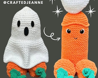 Wzór na szydełkowego ducha Surprise Halloweenie | Zabawny duch amigurumi | Zabawny prezent dla dorosłych z dekoracją na Halloween