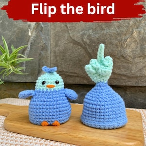 Haakpatroon Flip the Bird: Blue Bird amigurumi No Sew, Surprise Funny pdf