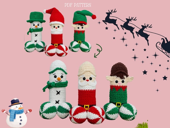 Christmas Crochet Pattern Bundle: Santa, Elf, Snowman Amigurumi (PDF Pattern)