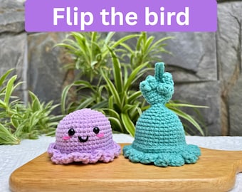 Flip the Bird Crochet Pattern: Jellyfish Octopus No Sew Funny Amigurumi PDF