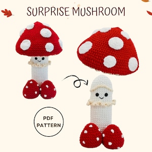 Mushroom Guy Crochet Pattern PDF: Lift-the-Cap Amigurumi