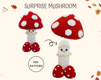 Wzór szydełkowy na Grzybka: Podnieś czapkę Amigurumi, łatwy dla początkujących, plik PDF do natychmiastowego pobrania