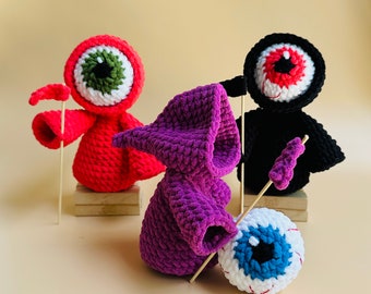 Bundle 2 in 1 Grim Reaper Crochet Pattern | Amigurumi Grim Reaper with eye | Ghost Crochet Pattern | No Sew Crochet Halloween
