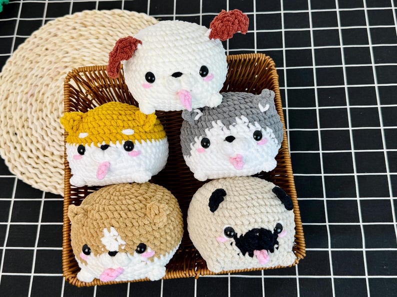 No-sew amigurumi dog crochet pattern set for beginners