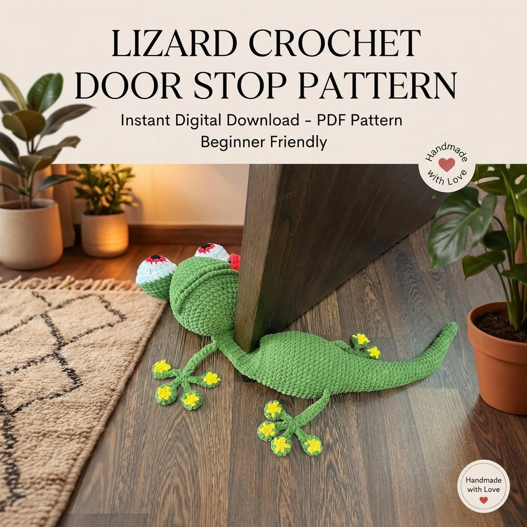 Lizard Crochet Door Stop Pattern: No-sew Amigurumi Home Decor