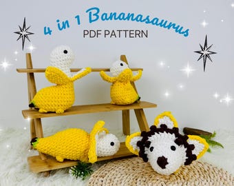 Amigurumi Dinosaur Crochet Pattern Bundle: Bananasaurus, T-Rex (PDF Pattern)