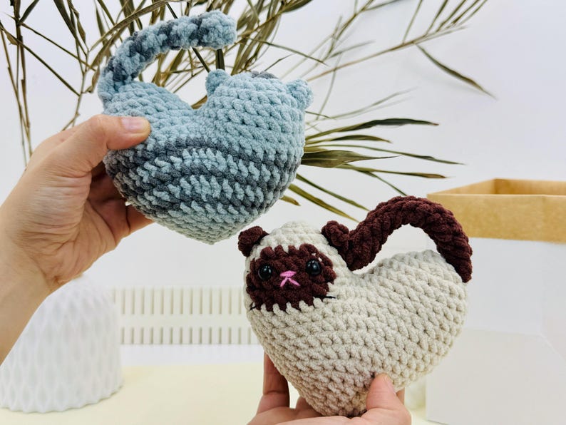 Soft and cuddly Valentine cat crochet plush tutorial
