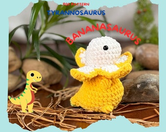 Bananasaurus Crochet Pattern: No-Sew Tyrannosaurus Amigurumi (PDF Pattern)