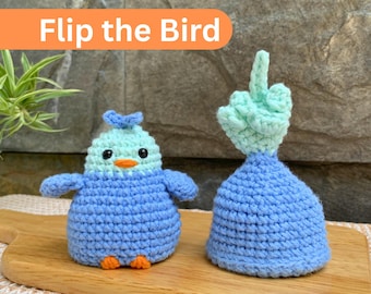 Flip the Bird Häkelanleitung: Blauer Vogel Amigurumi No Sew, Surprise Lustig PDF