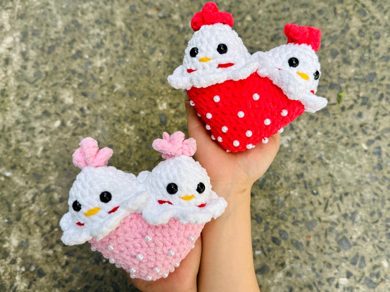 Heart crochet pattern adorable lovebirds amigurumi PDF
