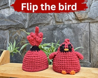 Flip the Bird Crochet Pattern: Cardinal No Sew Funny Amigurumi PDF