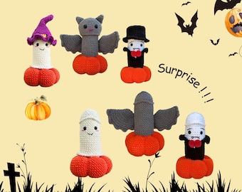 Halloween Crochet Amigurumi Patterns: Ghost, Witch, Bat, Vampire (PDF Download)