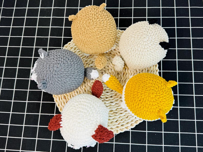 Step-by-step amigurumi dog crochet guide in English