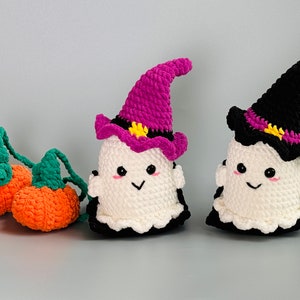 Ghost Witch Hats Sit on Swing crochet pattern, Pumpkins Halloween decorations  - Halloween crochet spooky Pattern Collection
