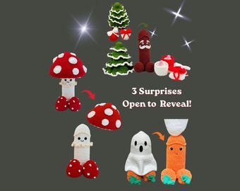 Crochet Pattern Bundle, Surprise Reveal Gag Gift PDF, Ghost Mushroom Tree