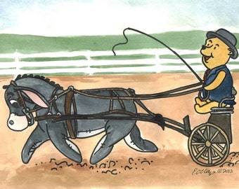 POOH and EEYORE Driving Class Print of Original Art