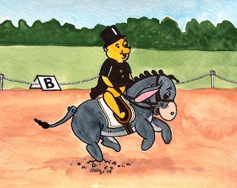 POOH and EEYORE Flying Changes Dressage Original Painting