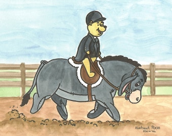 POOH and EEYORE Huntseat Flat Class ORIGINAL Painting