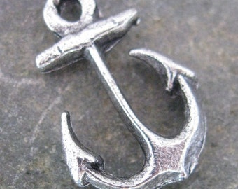 Anchor Charms Pendants Antiqued Silver 1380 - 6 Piece