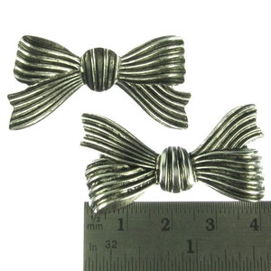 4 Antique Silver Brass Large Bow Jewelry Finding 912 image 2