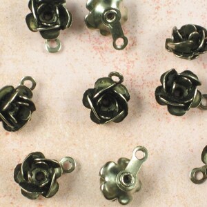 Antique Silver Rose Flower Charms Jewelry Finding 627 - 6 pieces