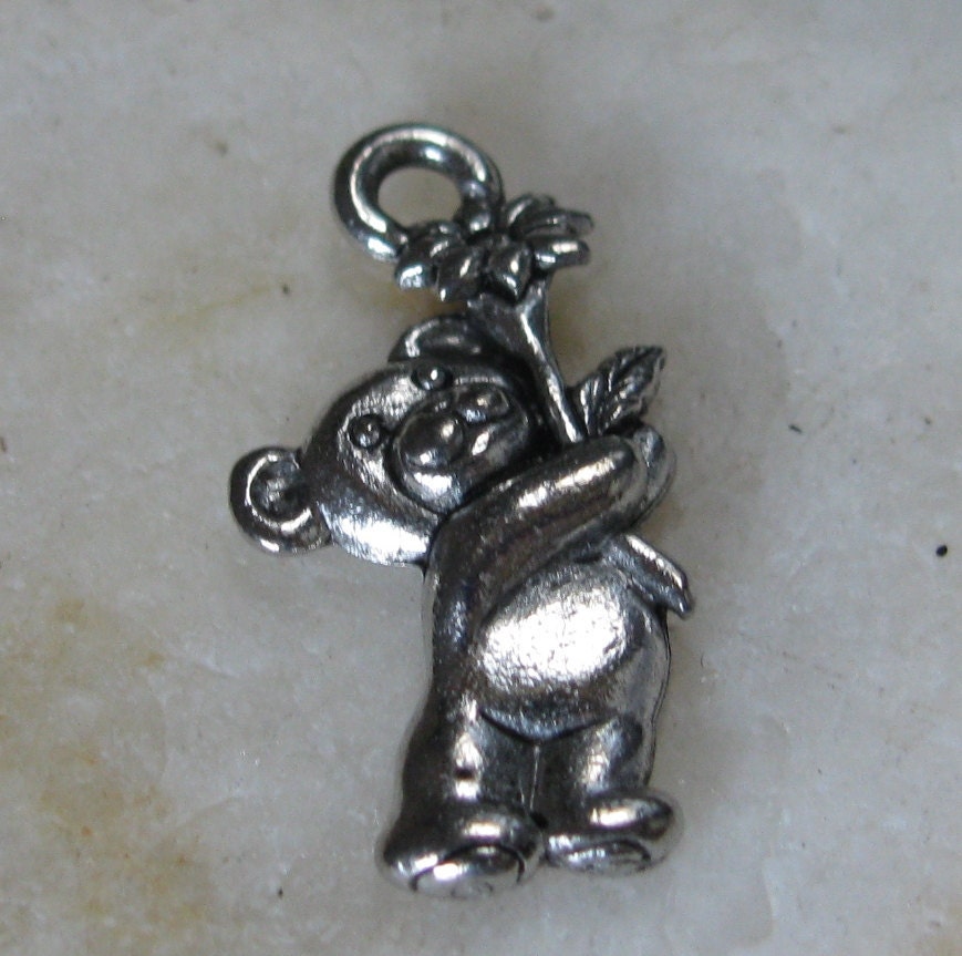 Teddy Bear Charms Jewelry Findings Antiqued Silver Plated 1375 - Etsy