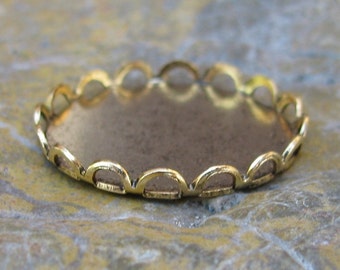 Round Lace Edge Setting 18mm Scalloped Setting Antique Gold 843 - 6 Pcs