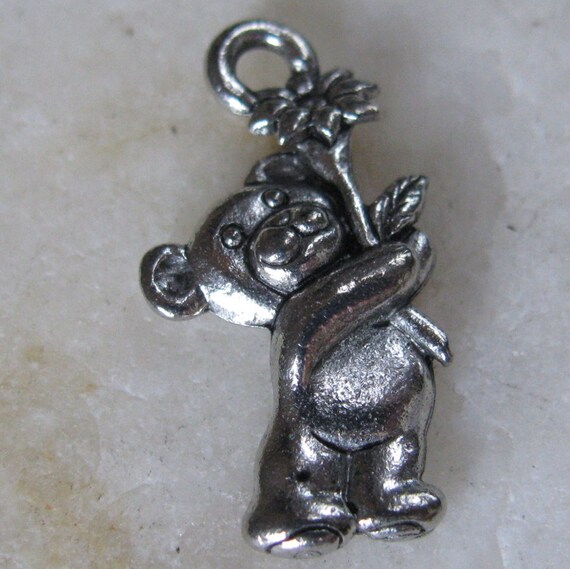 Teddy Bear Charms Jewelry Findings Antiqued Silver Plated 1375 | Etsy