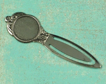 6 Antiqued Silver Brass Bookmark Frame Jewelry Findings 555