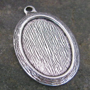 Oval Faux Wood Grain 18 x 13 Flat Back Cameo Setting Antique Silver Jewelry Findings 1265 - 6 Pieces
