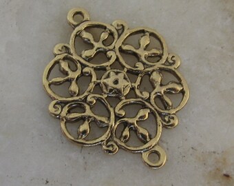 Round Filigree Connector Links Antiqued Gold 759 - 12 pieces